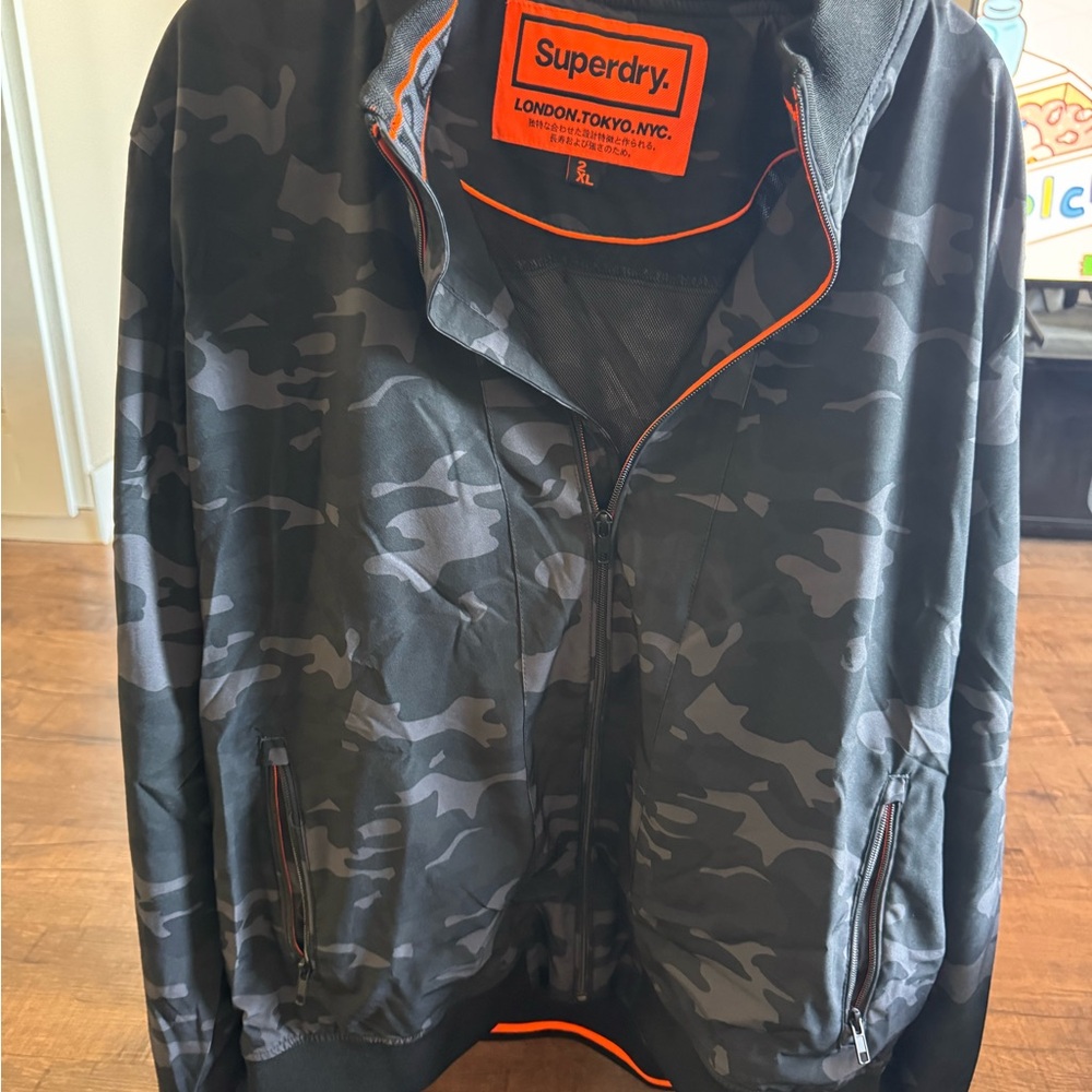 Superdry Dark Camouflage Jacket with Orange Label - Size XXL - NWOT